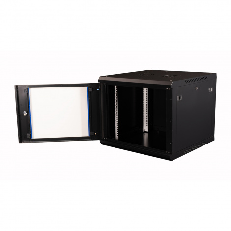 Шкаф 19" телекоммуникационный настенный, 9U 501x600х600 мм, дверь стекло, черный